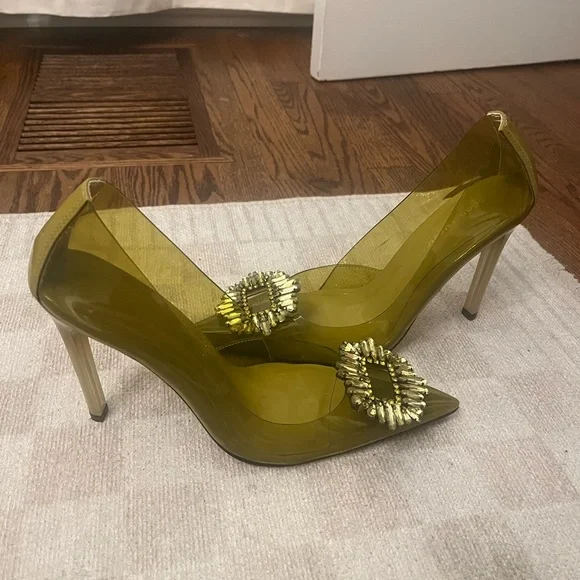 Good American Cinder F*cking Ella Olive Heels with Embellishment - Picture 1 of 10